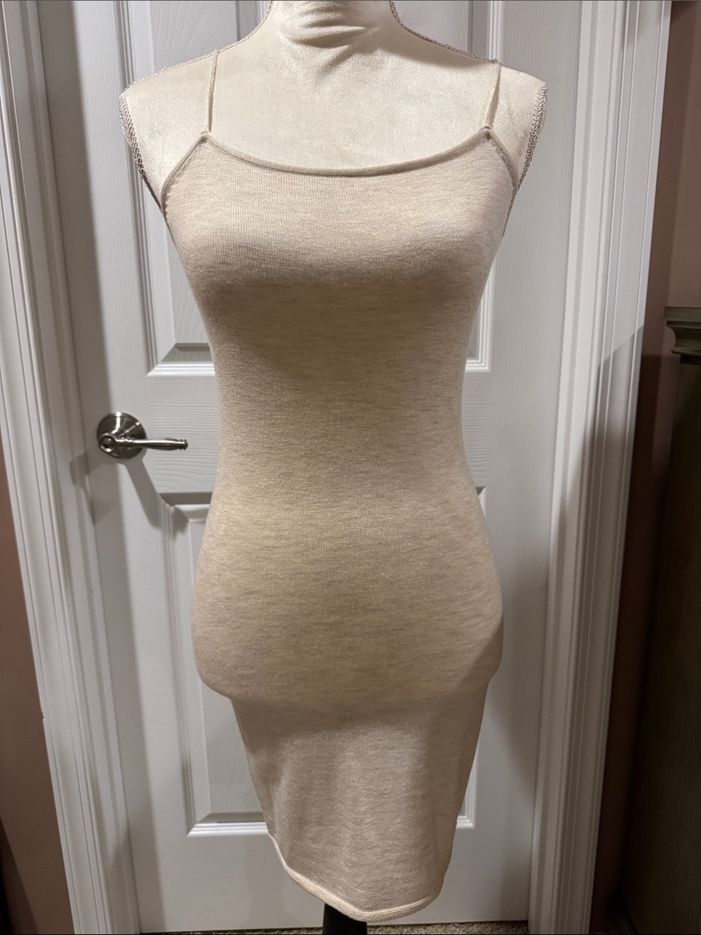 Calvin Klein Beige Spaghetti-Strap Mini Dress